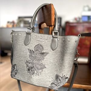 SOLD!! Desigual Grey/Silver Crossbody Tote with Detachable Inner Pouch